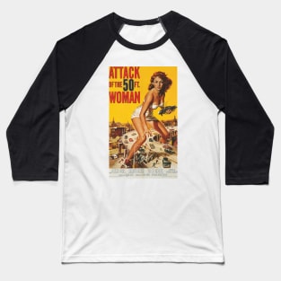 Classic Science Fiction Movie Poster - Attack of the 50ft Woman Baseball T-Shirt